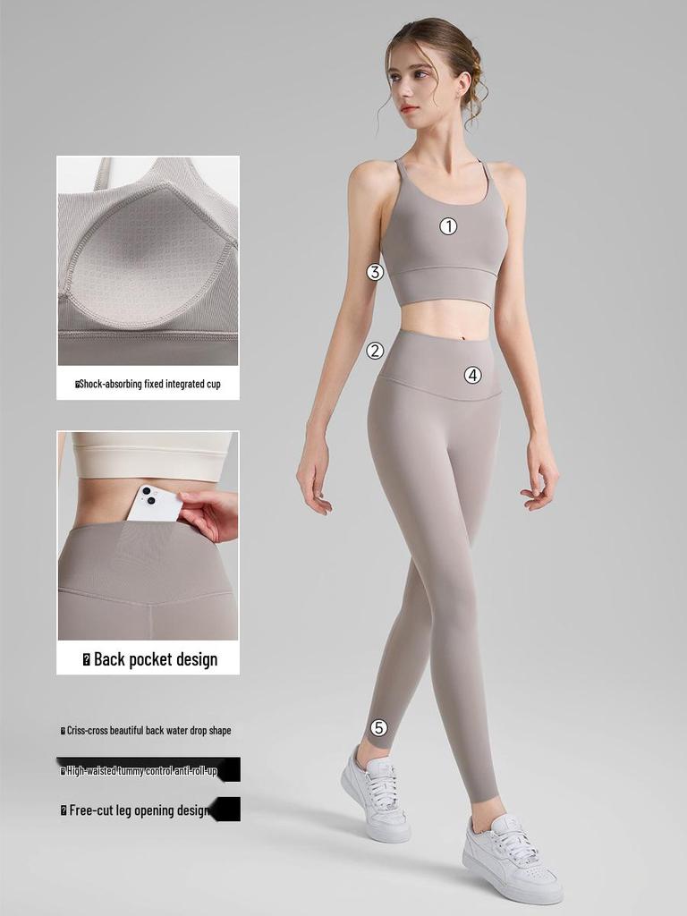 Summer Women's Yoga Set: Water Drop Back Tank & Anti-Roll-Up Pants