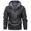 Spring And Autumn  Pu Hooded  Men's  Fake Two-piece  Leather Jacket