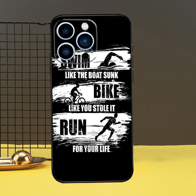Schwimm Radlauf Triathlon Handyhülle Für iPhone 11 12 13 14 16 15 Pro Max Mini 7 8 Plus X XR XS Max Hülle