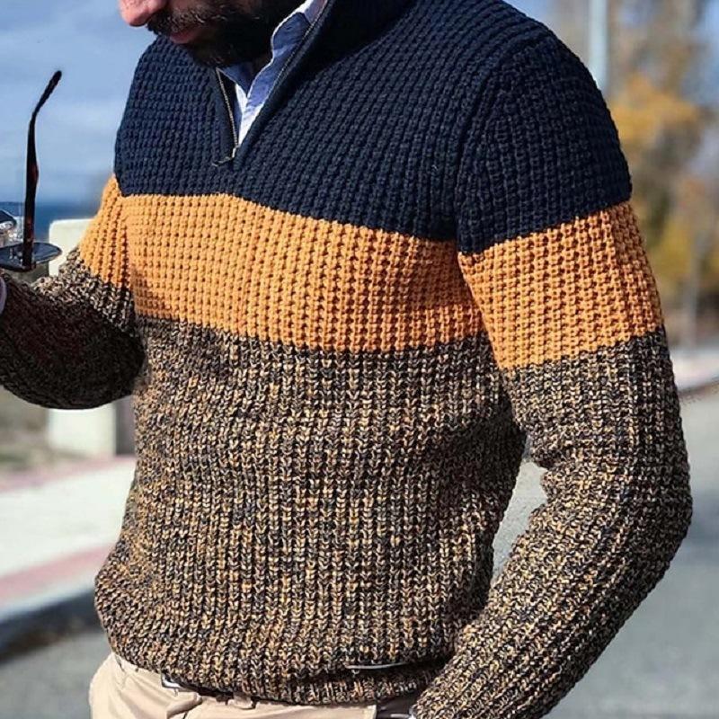 Warm Men's Pullovers Sweater for Fall and Winter Man Solid Color Casual Classic Sweater