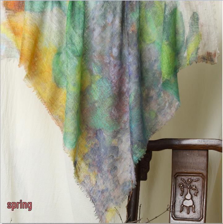 Cloud Mist Cashmere Scarf - 200 Count, Printed Square, Thin Neck Warmer (YRC5259)