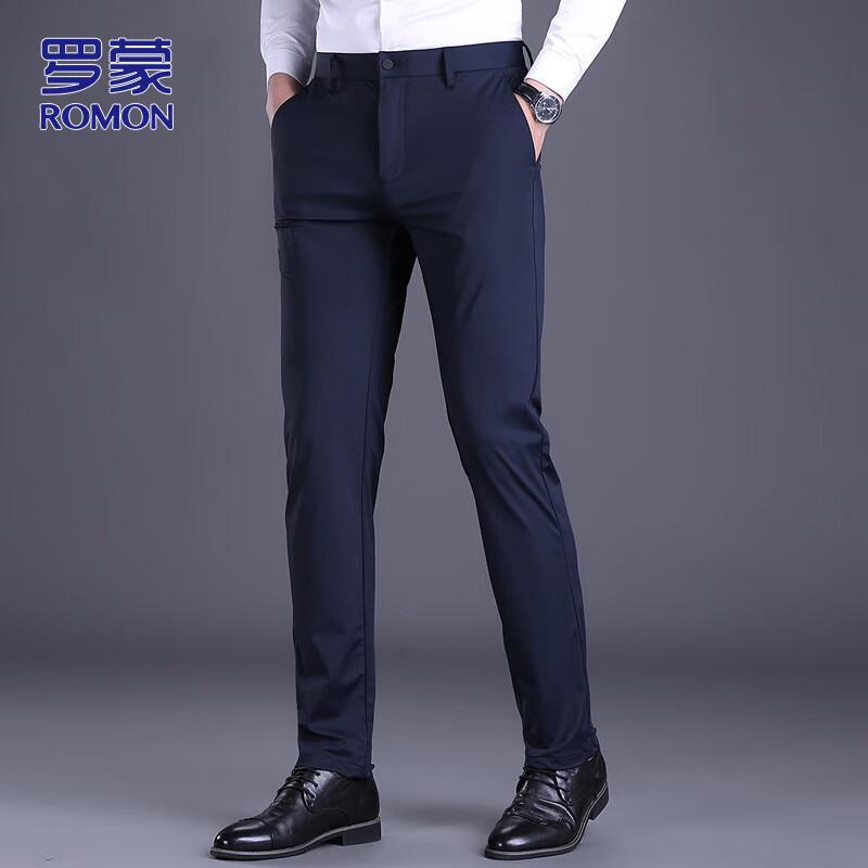 ROMON Men's Autumn/Winter Straight Fit Business Casual Pants
