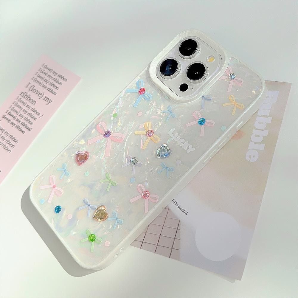 Shell Pattern Suitable for Apple 16 Mobile Phone Case 13 Color Bow Iphone15promax Temperament 11 Hard 12 Korean