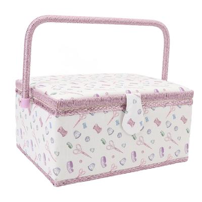 Fabric Sewing Basket Large Capacity Magnetic Button Closure Sewing Tool Storage Box with Removable