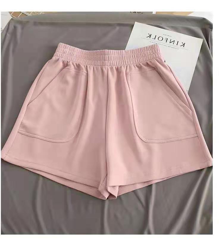 Summer New Version of Sports Shorts Women's High Waist Loose and Thin Wide-leg Pants Solid Color Cotton Casual Pants Tide
