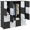 Vidaxl Cube Shelving Unit with 16 Compartments and Hanging Rods, PP