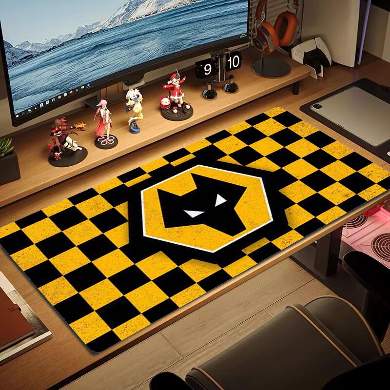 Wolverhampton Wanderers Farb-Mauspad Großes Gaming-Tischkissen Rutschfestes Laptop-Tablet Großes Mauspadd XXL Matte Mini-PC-Spielmatte Mit Verriegeltem Rand