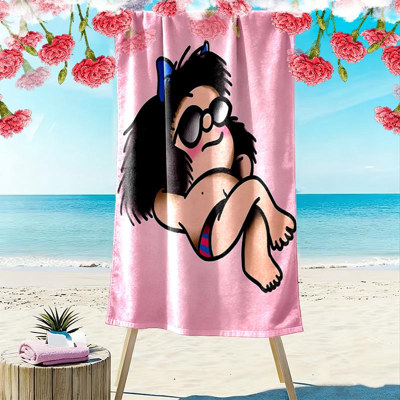 Mafalda Print Beach Towel, Large Soft Quick Dry Towel for Beach Camping Swimming