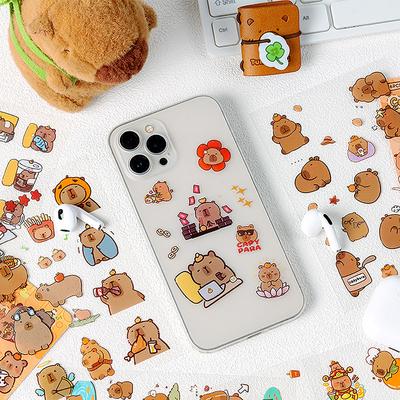 Balení 6 ks Nálepka Capybara Vodotěsné Dekorativní Dětské Nálepky Scrapbookingové potřeby Roztomilé Nálepky Balení Dekorace diáře