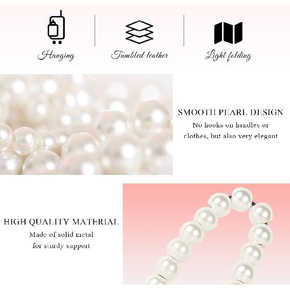 2 PCS Elegant Pearl Car Seat Headrest Hook, Cute Car Seat Hook Hanger Storage Organizer For Handbag Purse, Interior Decoration Headrest Hanger For