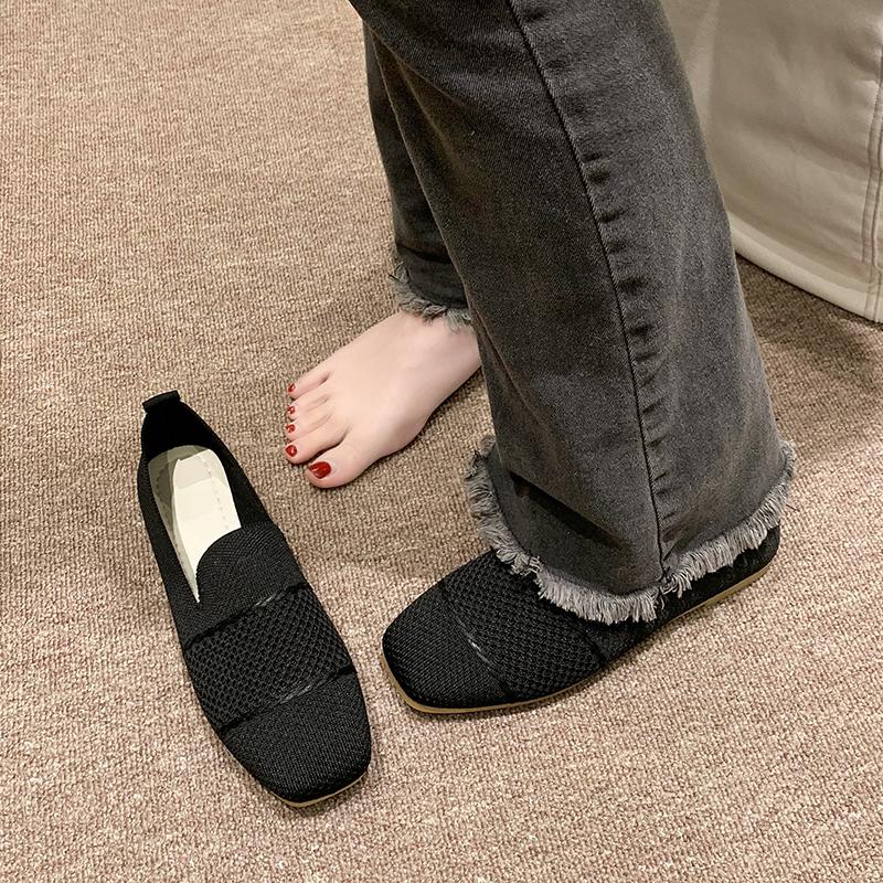 New Summer Female Mesh Square Toe Breathable Women Shoes Fashion Hollow Out Ladies Casual Flat Shoes for Women Zapatos De Mujer