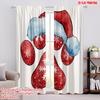 2pcs,2D Plane Printing Pattern Curtains Red Paw Versatile Polyester (without Rod) Art Deco Festive for Study, Living Room,