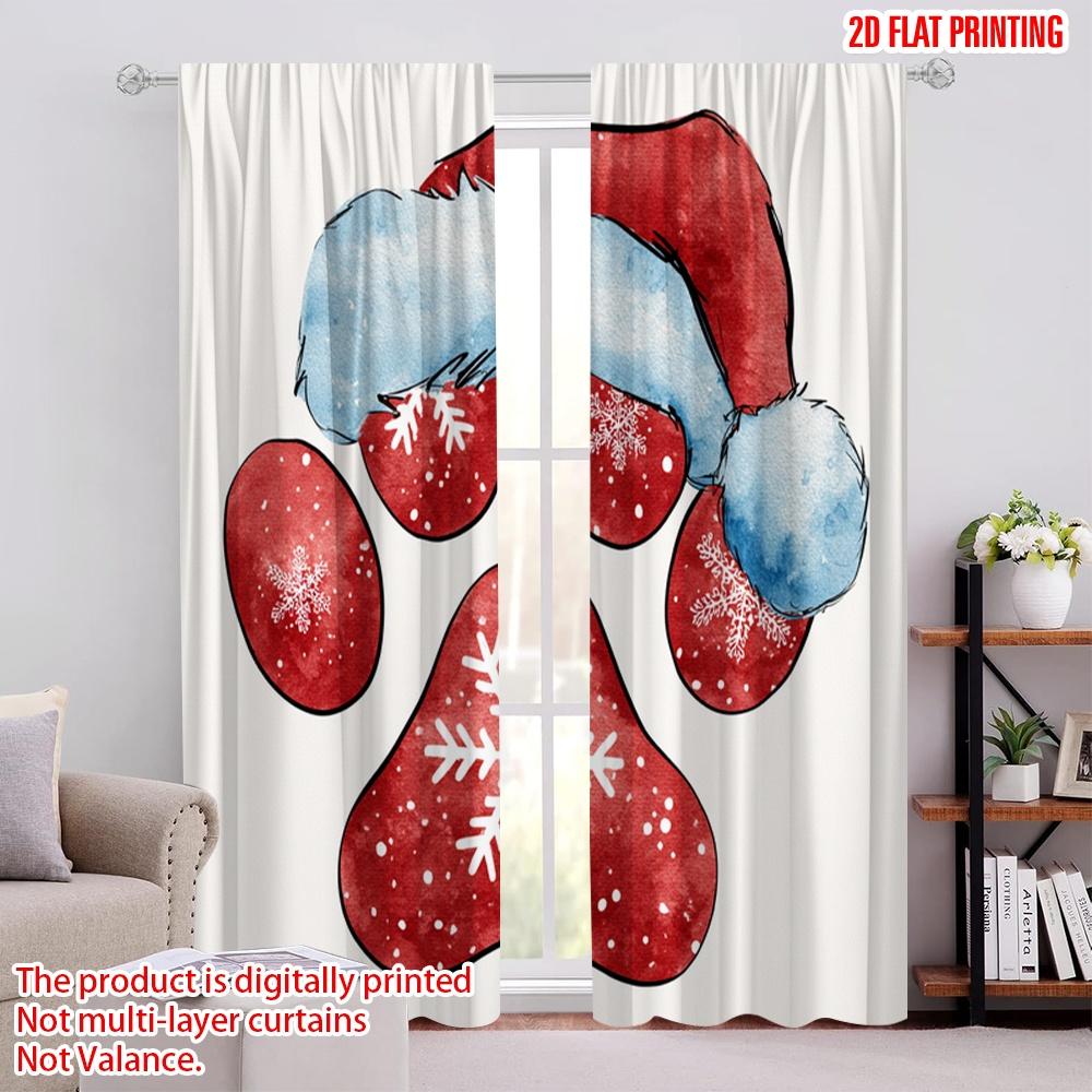 

2pcs,2D plane printing Pattern Curtains Red Paw Versatile Polyester (without rod) Art Deco Festive for Study, Living Room, 52.50 × 116.00 cm 2 pcs