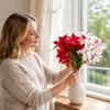 UV Resistant Artificial Poinsettia Bouquet 36cm Xmas Faux Poinsettia  Fireplace