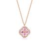 [Free Bird] 4-Leaf Clover Necklace for Women - "Symbol of Good Fortune" Sterling Silver 925 - Hypoallergenic - Pink Zirconia Pendant - Accessory - Bir