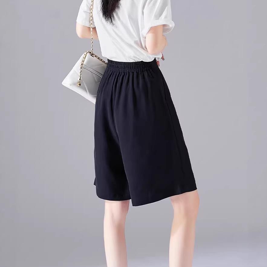 Premium Mulberry Silk High-Waisted Bermuda Shorts for Women