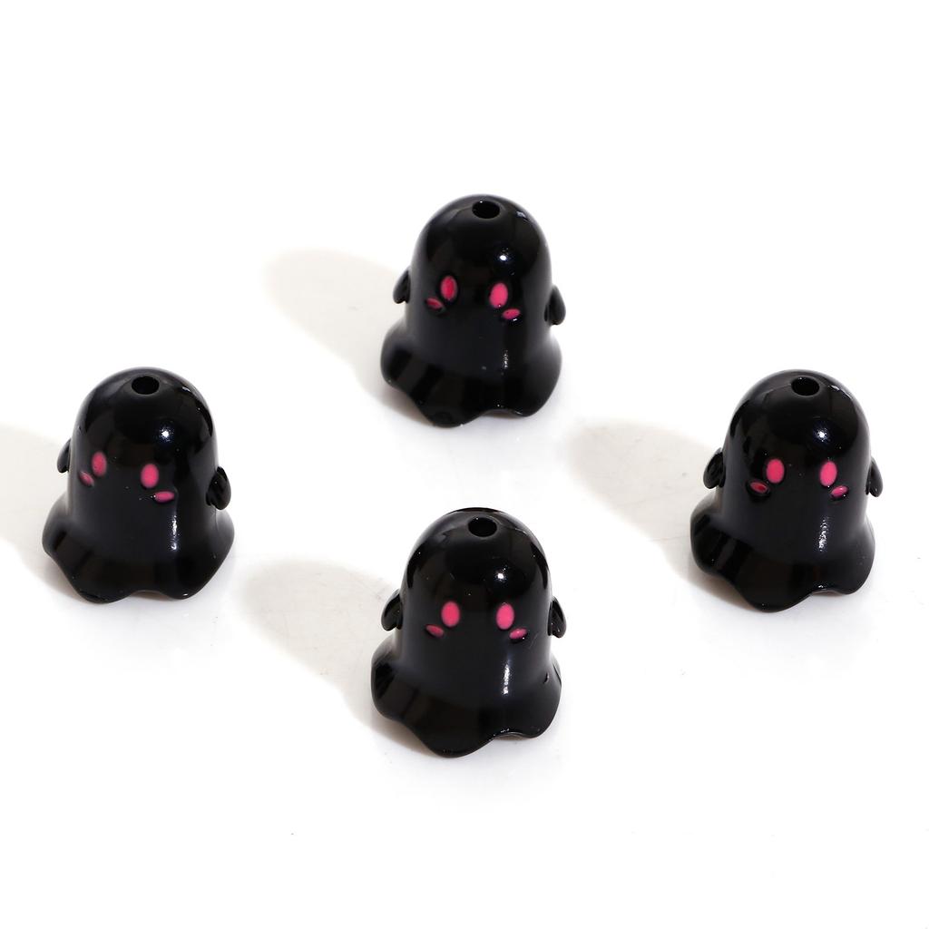 Colorful Acrylic Beads Halloween Ghost Bead For DIY Charm Jewelry Making Findings About 17mm x 15mm, Hole: Approx 1.8mm, 5PCs