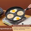 Non Stick 3 4 Hole Egg Frying Pan Wooden Handle Multi Section Skillet for Home Breakfast or Burger Making