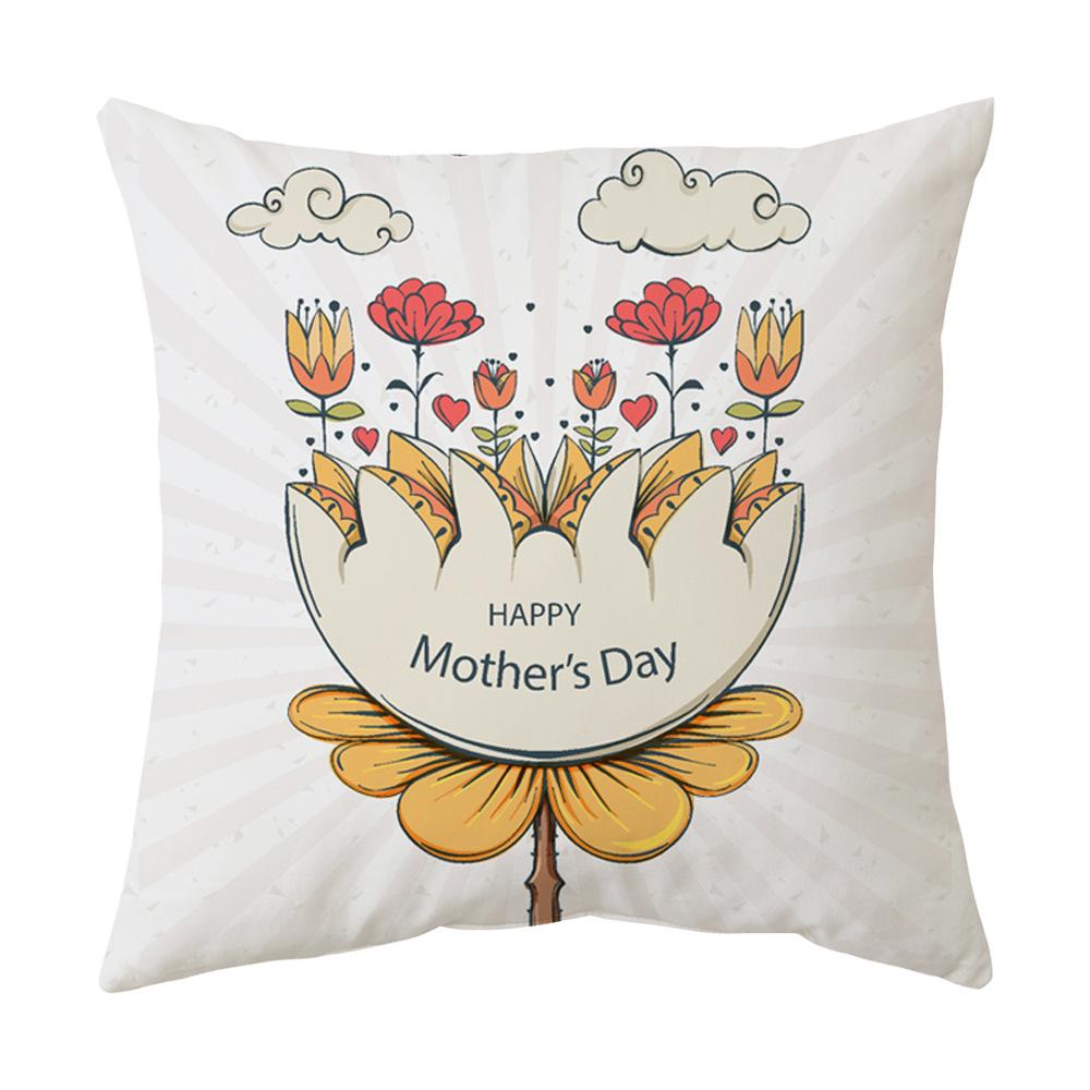 Mother's Day Pillowcase Single-sided Printed Cushion Cover Sofa Pillow Peach Skin Velvet Linen Pillowcase