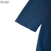 ZANZEA Women Casual Turn Down Collar Loose 3/4 Sleeve Shirt Dress