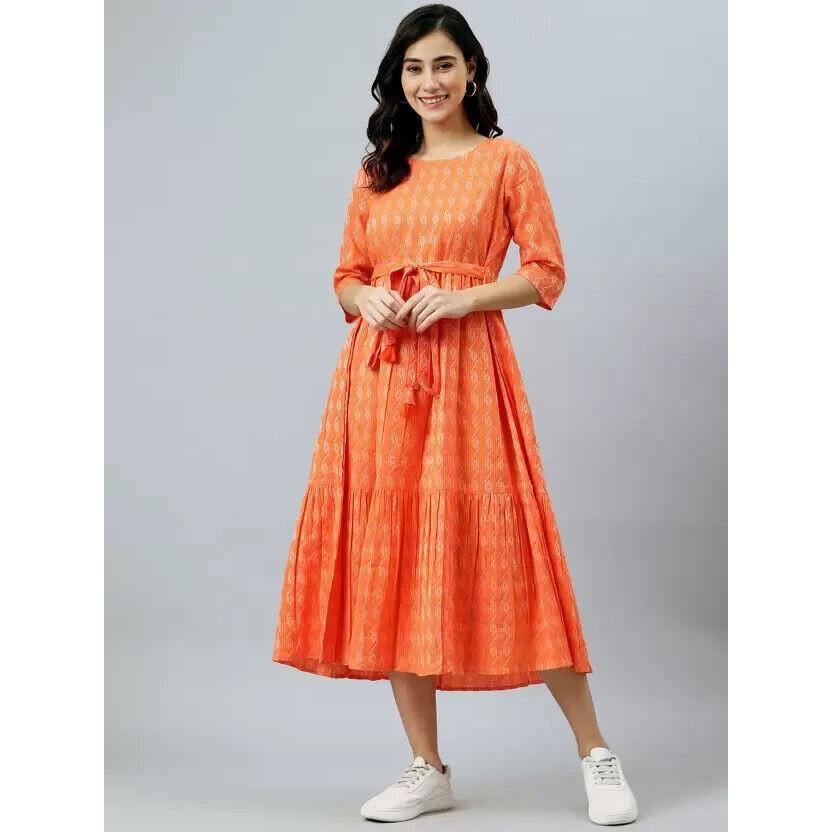 Kobiety Ubrania Imprezowe Dopasowana i Rozkloszowana Sukienka Kurta Top Tunika Mieszanka Bawełny Kurta Kurti VAF-521