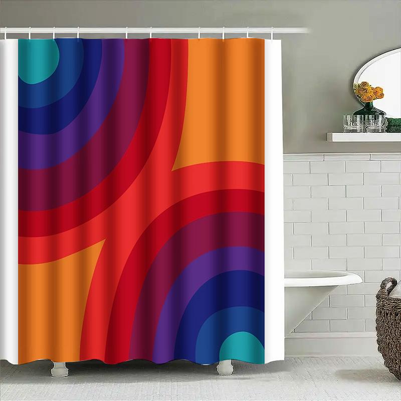 Bathroom Shower Curtain Modern Abstract Wave Pattern Waterproof Fabric Decor Liner