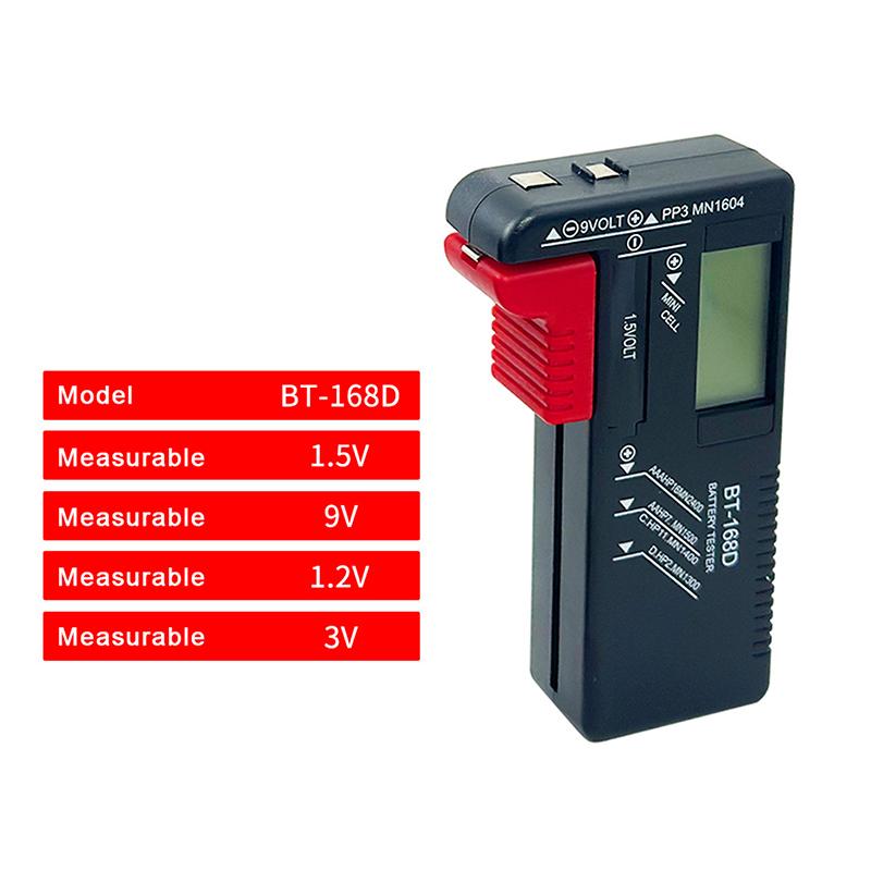 Bt-168D Battery Tester Universal Digital Lcd Tester Aa Aaa Cd 9V 1.5V Button Cell Voltage Battery Voltage Tester