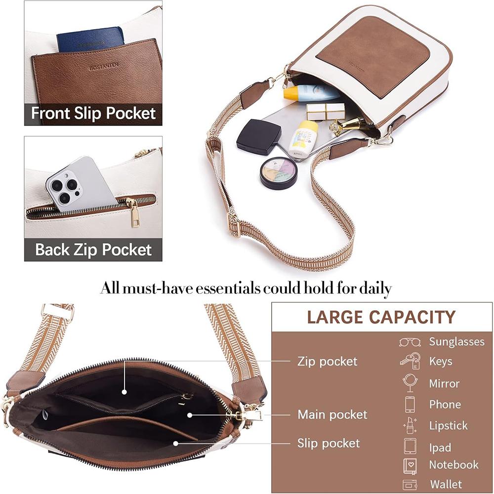 Crossbody Bags for Women Trendy Vegan Leather Hobo Handbags Fashion Shoulder Purse with Adjustable Guitar Strap