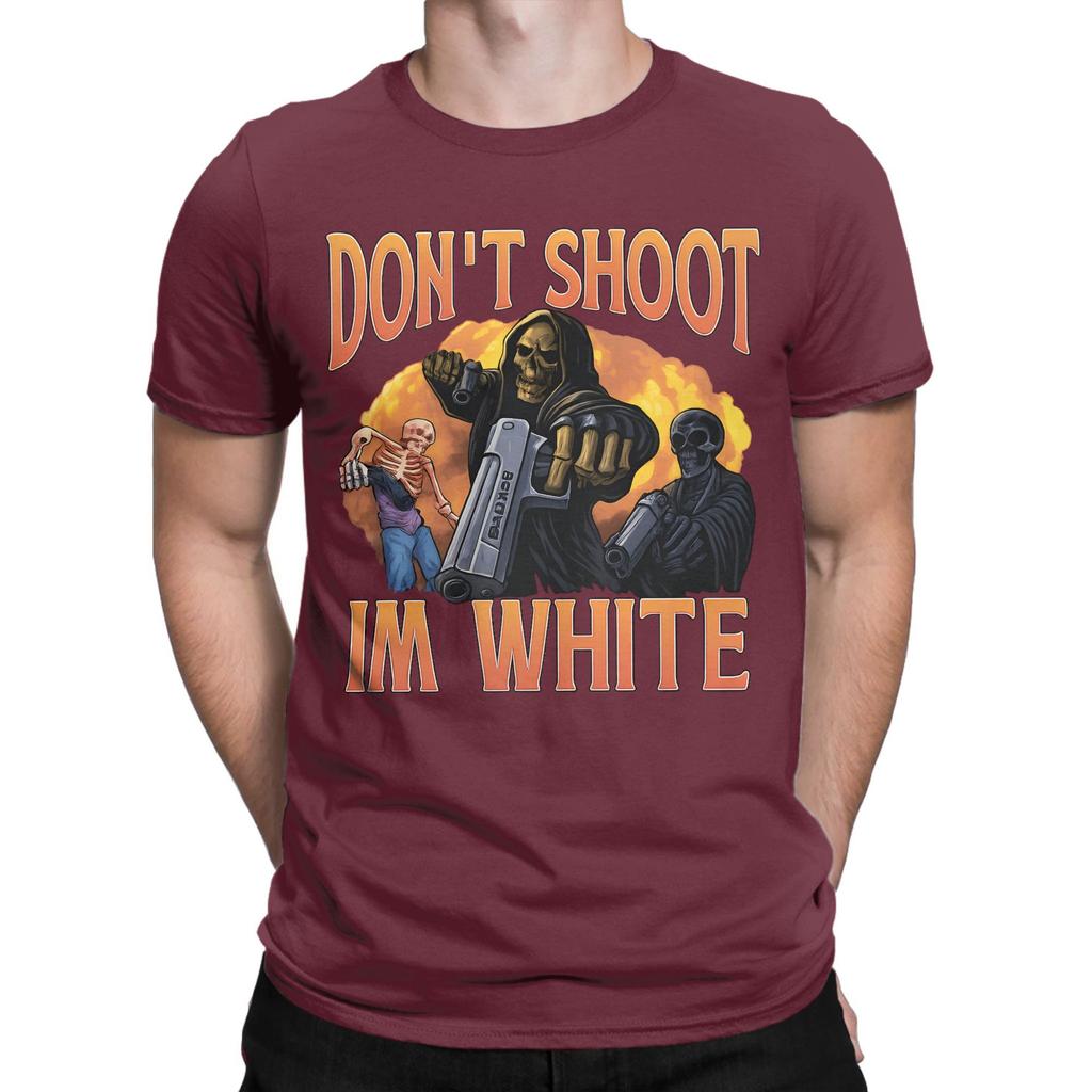 Men Funny Dont Shoot Im White Meme Graphic T Shirts 100 Cotton Clothes Amazing Short Sleeve Crew Neck Tees New Arrival TShirt