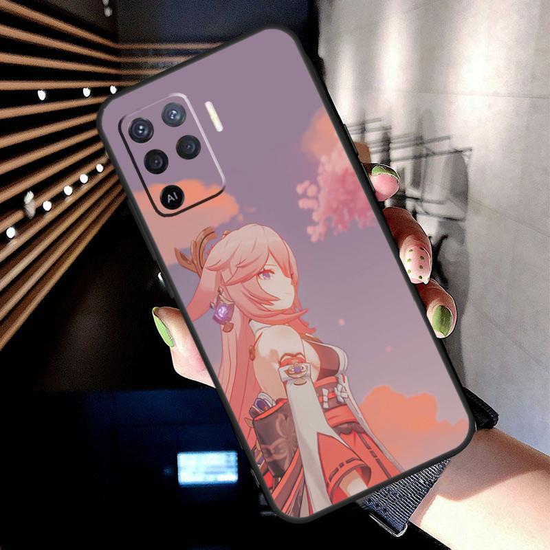Genshin Impact Yae MIko Case For Oppo A17 A57 A77 A76 A16 A96 A18 A60 A80 A40 A38 A58 A78 A98 A94 A74 A54 A15 A5 Pro
