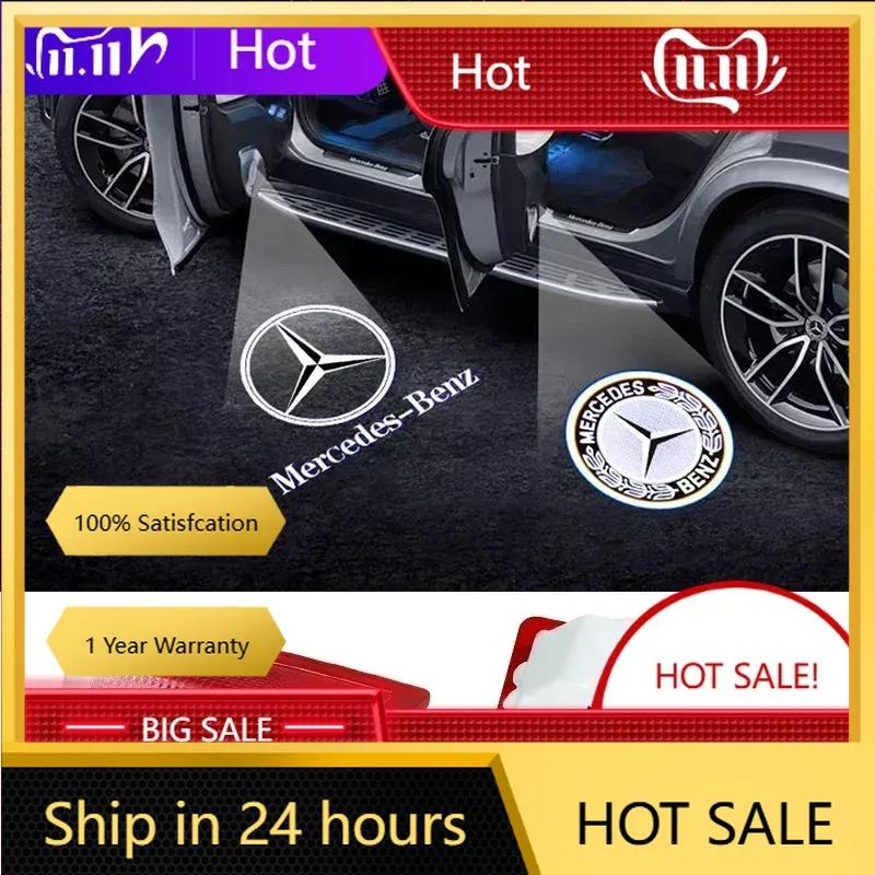 C200 E200  For Mercedes Benz 2025 For Benz AMG 2pcs Car Door Welcome Light Led HD Projector Lamp Courtesy Lights For Mercedes Be