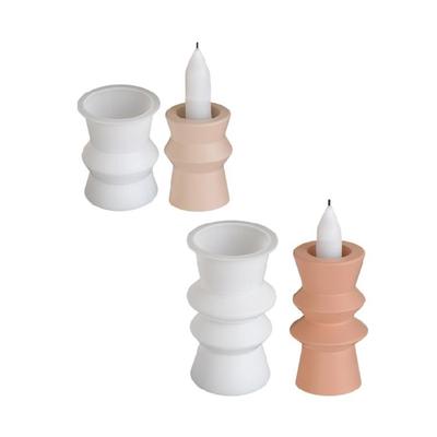 Candle Accessories Molds Candle Holder Mold Round Shape Candle Bracket Mold Silicone Texture for Handmade Candlestick