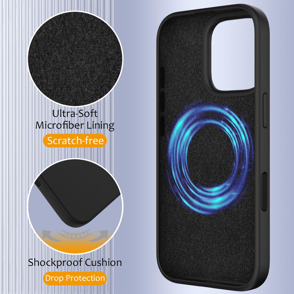 For iPhone 16 Pro Max Case Compatible with MagSafe Liquid Silicone Phone Cover with Camera Touch Control Button