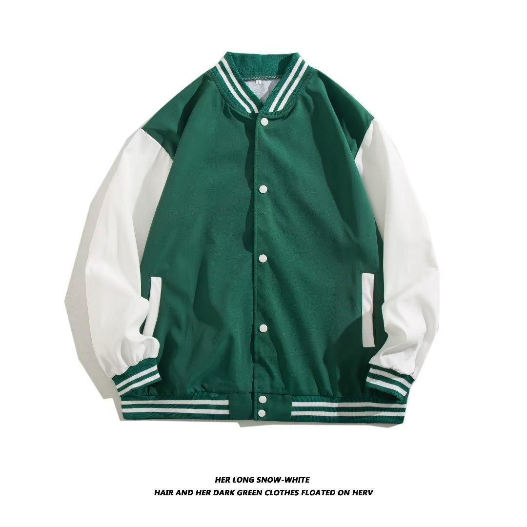 Men and women combined color-blocked baseball-style jacket with loose and casual sporty style top S