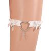 Gothic Lace Bells Garter Belt Heart Bowknot Cross Lolita Rings Leg Garters Cosplay Collar Sexy E5B1