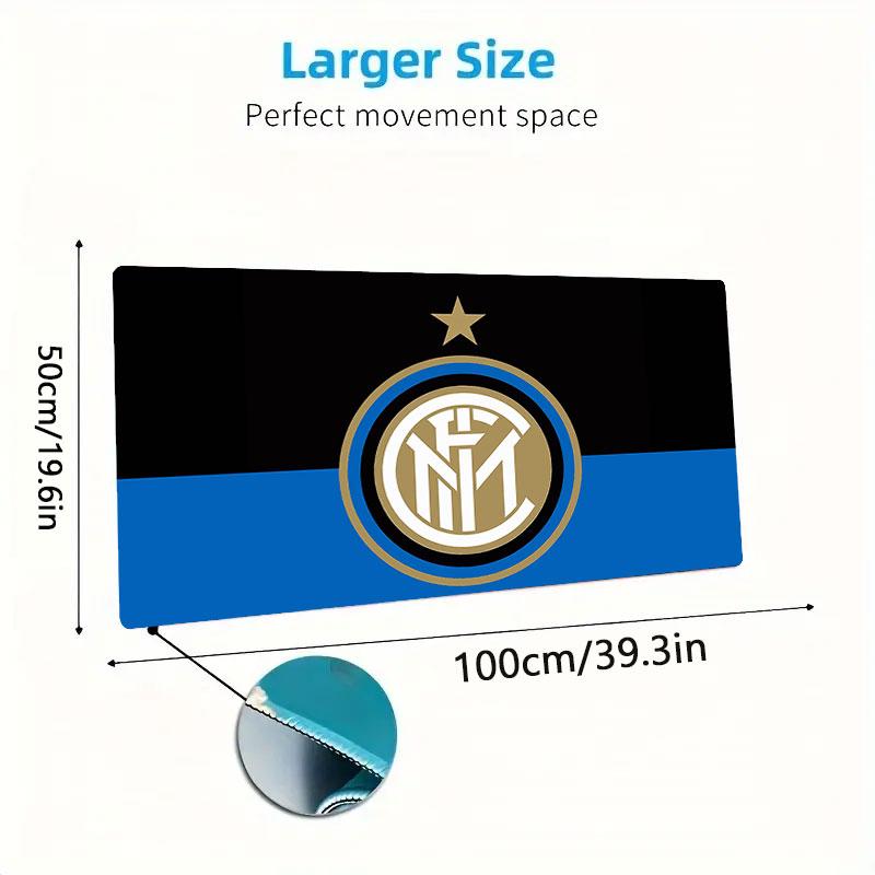 Tappetino per Mouse FC Internazionale Milano, Tappetino da Scrivania XXL per Gaming, Tappetino Mouse Antiscivolo XXL per Laptop e Tablet, Tappetino per Mini PC con Bordi Cuciti