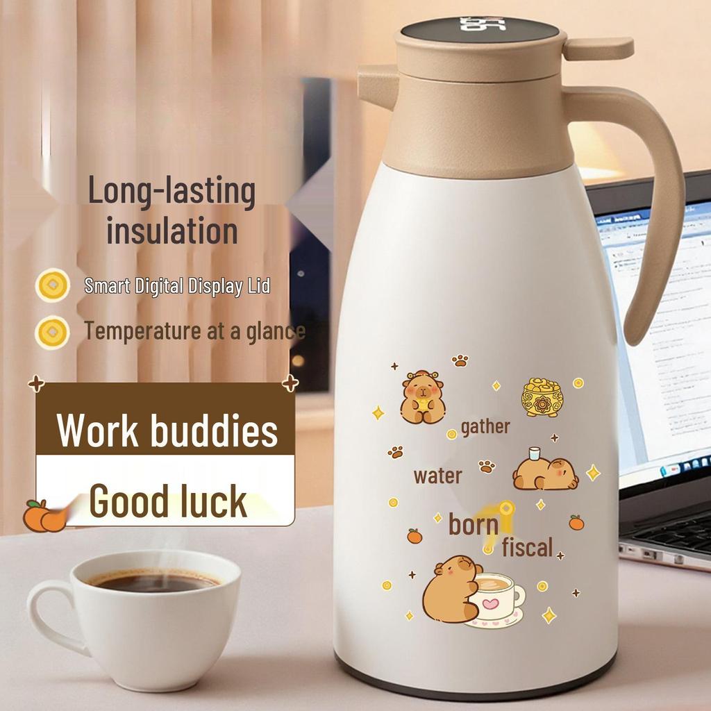 Large Capacity Insulated Thermos Flask with Glass Liner for Home & Office Use