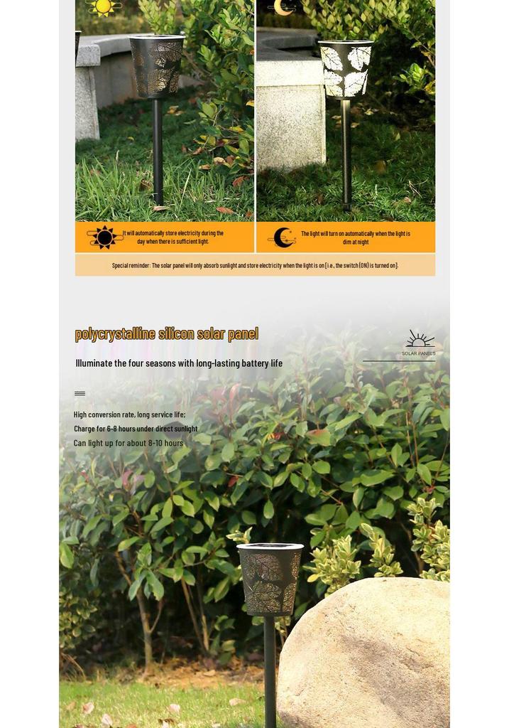 Waterproof Solar Garden Lights with Hollowed Leaves Design - Super Bright Outdoor Landscape Decoration