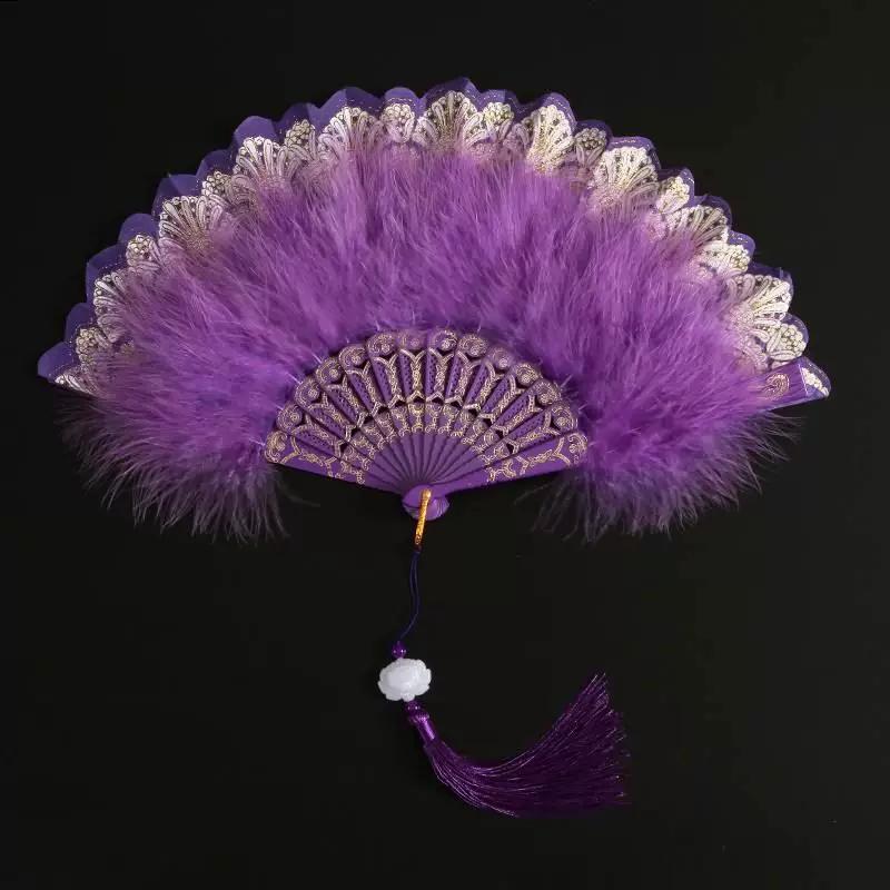 Lolita Fan Feather Net Red Retro Style for Cheongsam Dance Catwalk Court Fairy Girl Fan