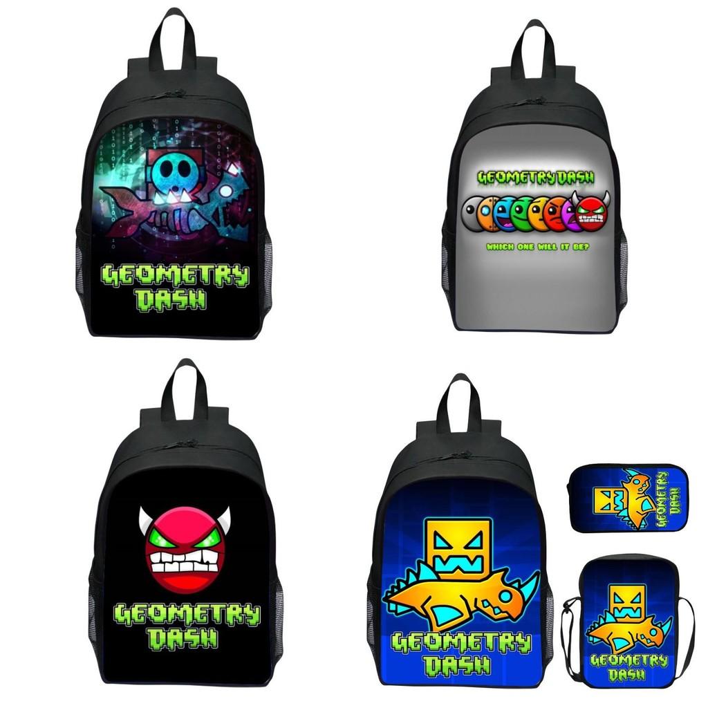 16-inch Children's Backpack Set Geometric Dash Durable Shockproof And Lightweight