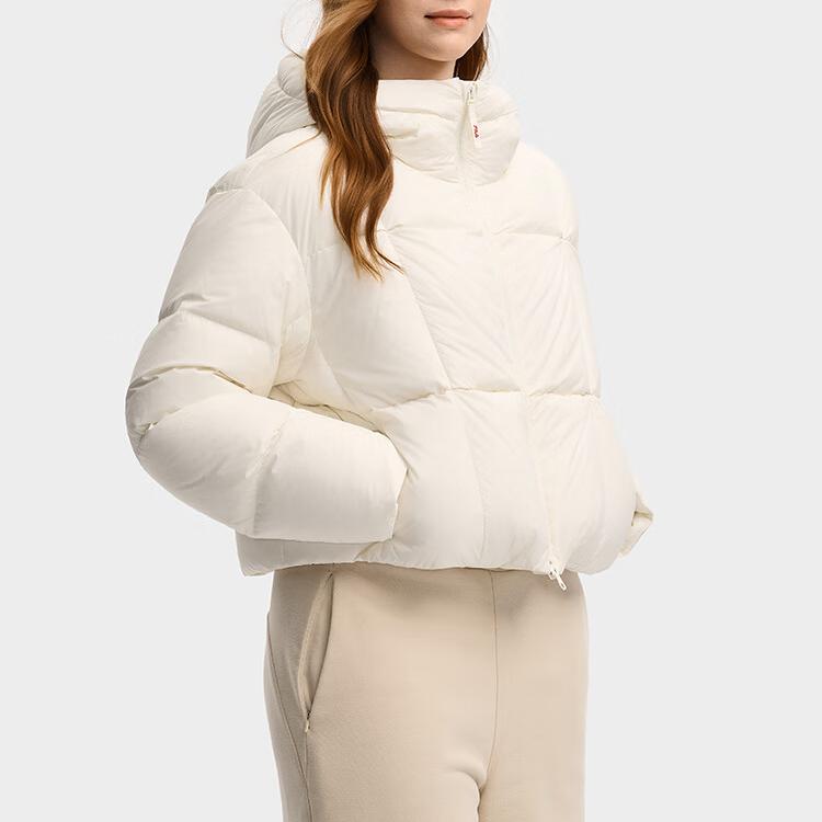 Fila Original Fashion Trendy Versatile Comfortable Casual Short Loose Warm Hooded Down Jacket Women Outerwear Cloud-Peak-White F11W549901FIV