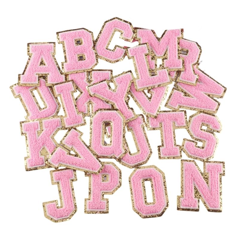 26Pieces Embroidered Letter Sew On Patches Embroidery Applique Letter Sew On Yarn Patches for Clothing Jeans Jackets