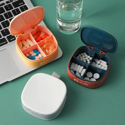 1 PCS Pill Case For Tablets 4 Gird Medicine Pill's Organizer Drug Capsule Plastic Storage Box Divider Weekly Travel Pill Cutter