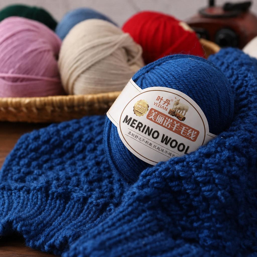Merino Wool Yarn 3 Strand Medium Fine Hand Knitting Thread For Sweaters Hats Scarves DIY Crochet Craft Needlework Supplies And Handmade Projects