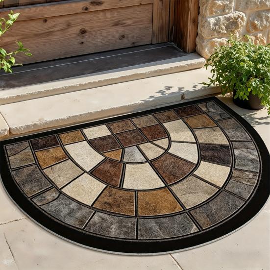 Tappetino semicircolare antiscivolo retrò, benvenuto, lavabile, semicircolare, colorato, per ingresso interno/esterno, patio, porta d'ingresso