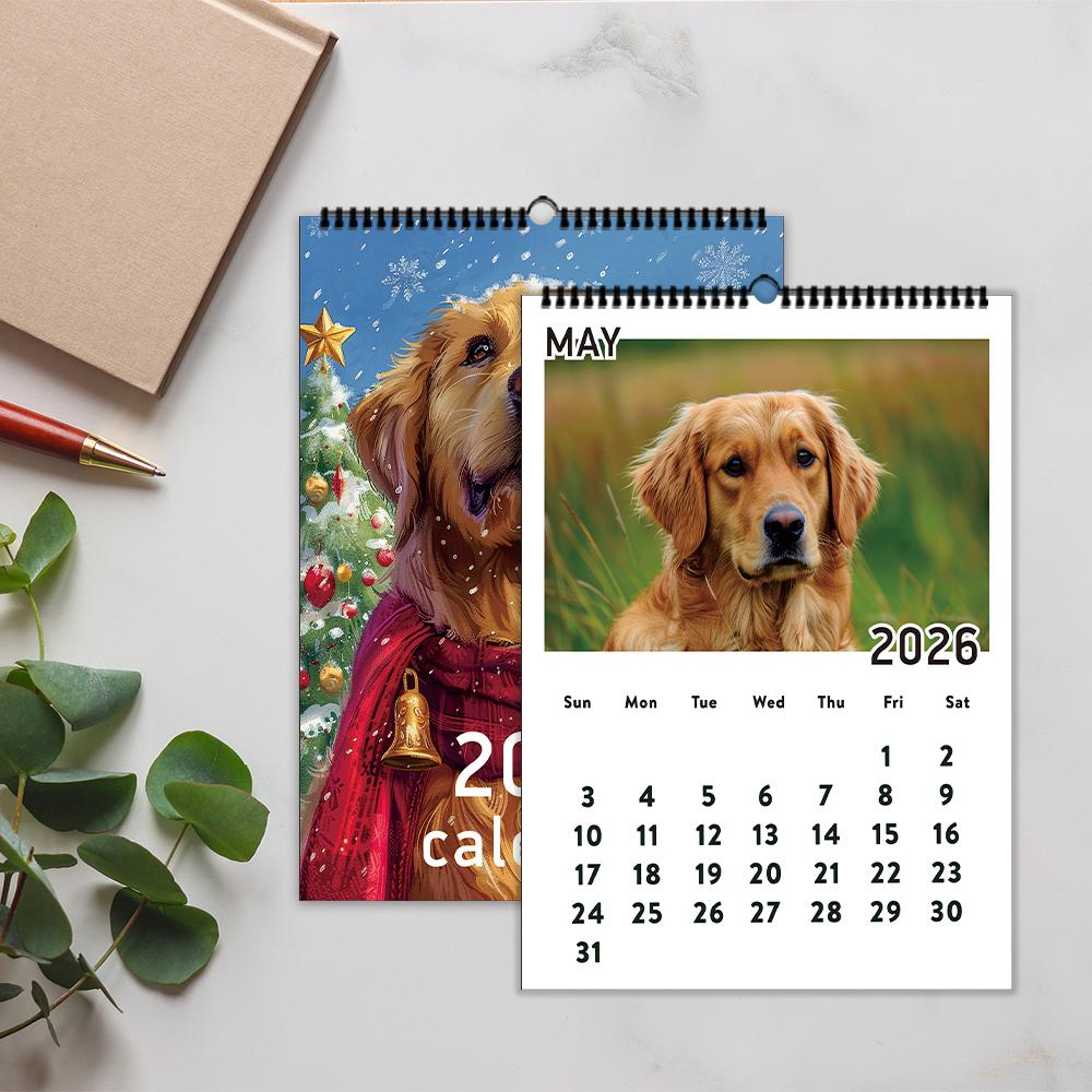 1pc 2026 Wall Calendar, Happy Dog Theme,Pet Dog,12 Beautiful Designs,Monthly Plans,Perfect Gift for Birthday,Christmas, New Year