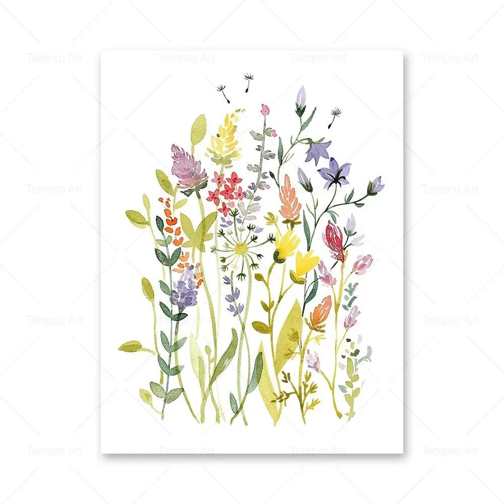 

Акварельный полевой цветок цветочный плакат красочные цветочные принты растительное настенное искусство холст картины настенные картины для декора гостиной 8X12inch 20x30cm