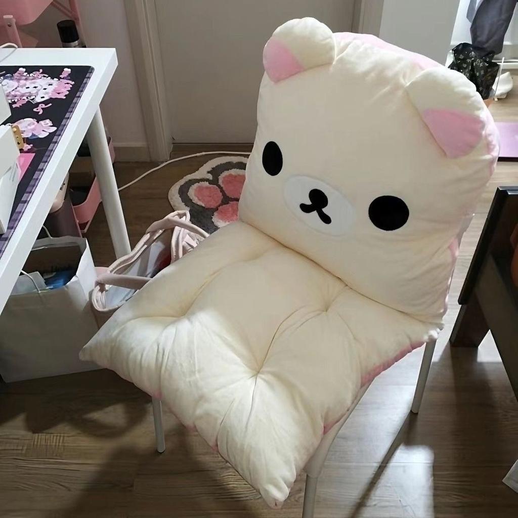 Kawaii Rilakkuma All-in-One Plüschstuhl Kissen Rückenlehnenkissen Weiches Gemütliches Sitzpolster für Wohnheim Bürostuhl Sofa Schlafzimmer Frauen