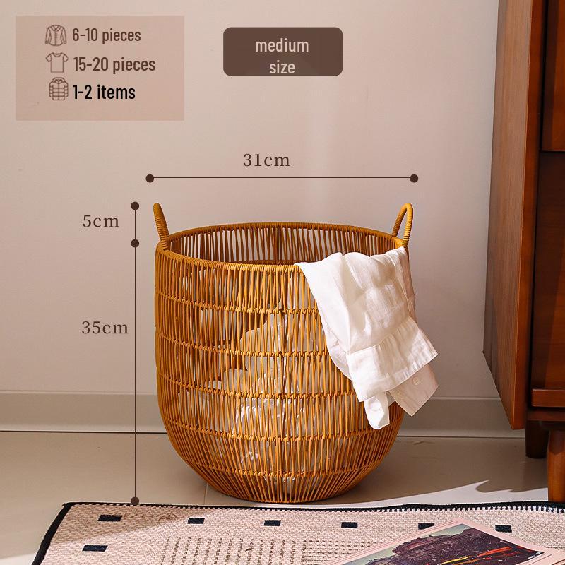 Waterproof Imitation Rattan Laundry Hamper - Large Capacity for Bathroom or Bedroom