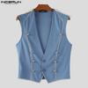 INCERUN Men V Neck Sleeveless Frills Buttons Irregular Casual Tank Tops Waistcoat